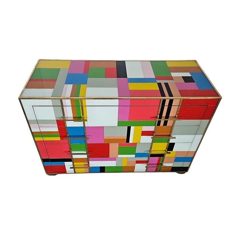 Glass Dresser With Four Drawers, 1980s photo for sale