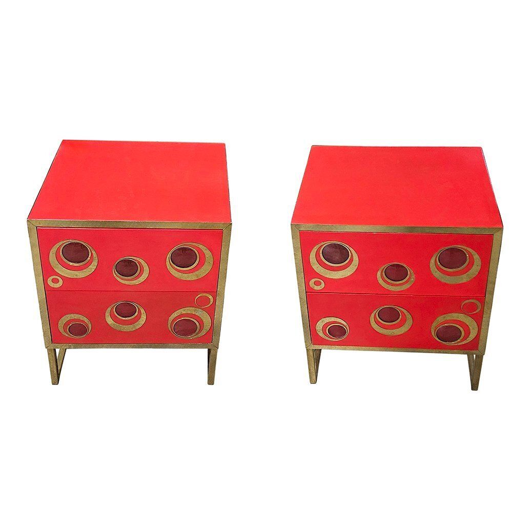 Glass And Brass Bedside Tables, 1980s, Set Of 2 photo furniture