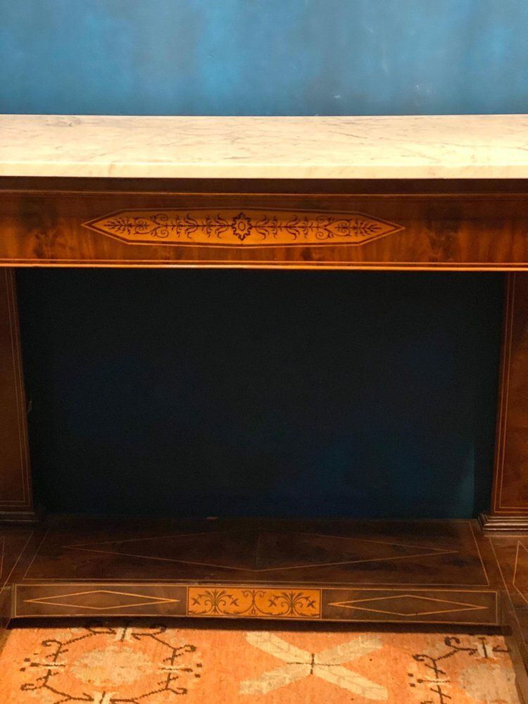 19th Century French Charles X Carrara Marble Top Console Tables, Set Of 2 photo for sale