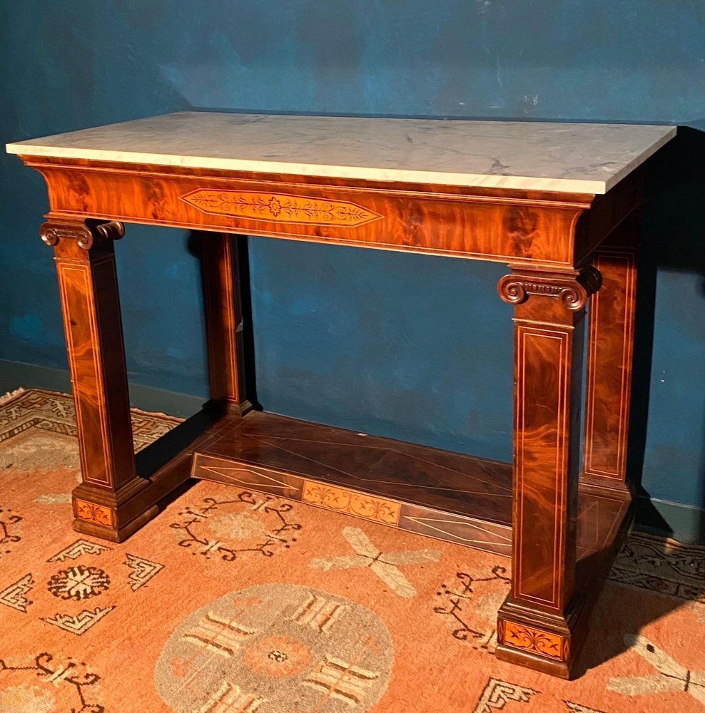 19th Century French Charles X Carrara Marble Top Console Tables, Set Of 2 photo buy