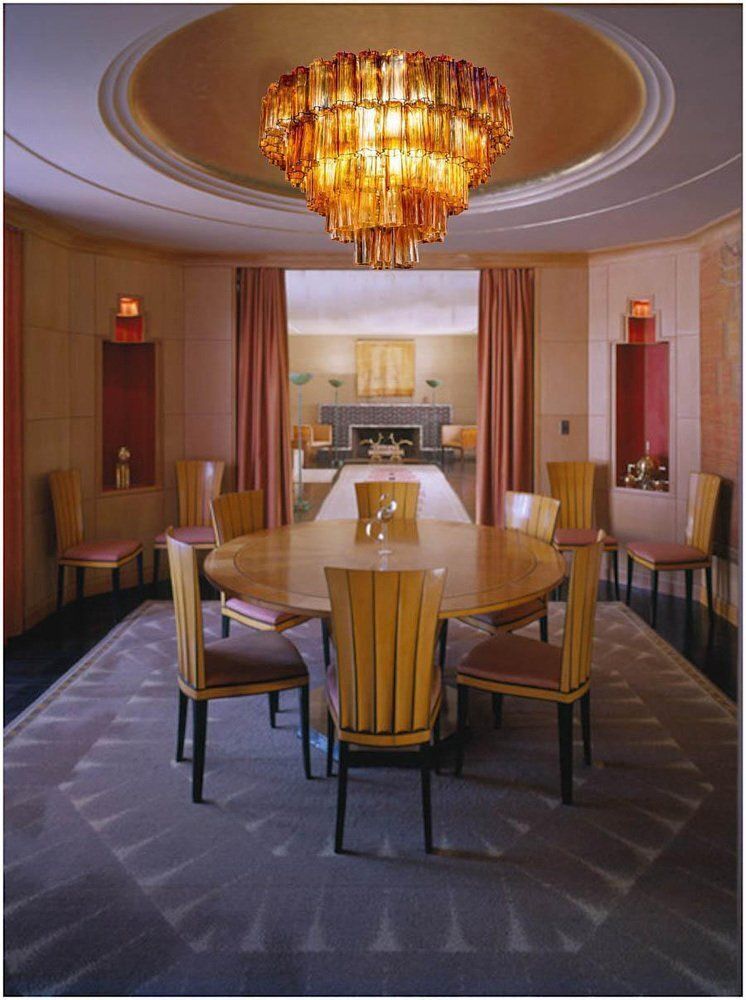 Large Modern Gold Amber Color Murano Glass Chandelier Or Flush Mount, 1970 photo furniture