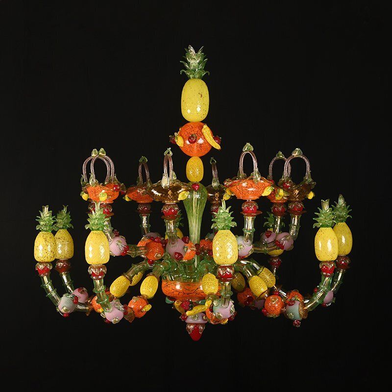 Fruit Chandelier With 16 Polychrome Lights In Murano Glass, 1980s photo furniture