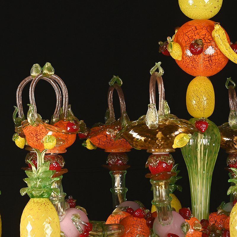 Fruit Chandelier With 16 Polychrome Lights In Murano Glass, 1980s photo Lighting