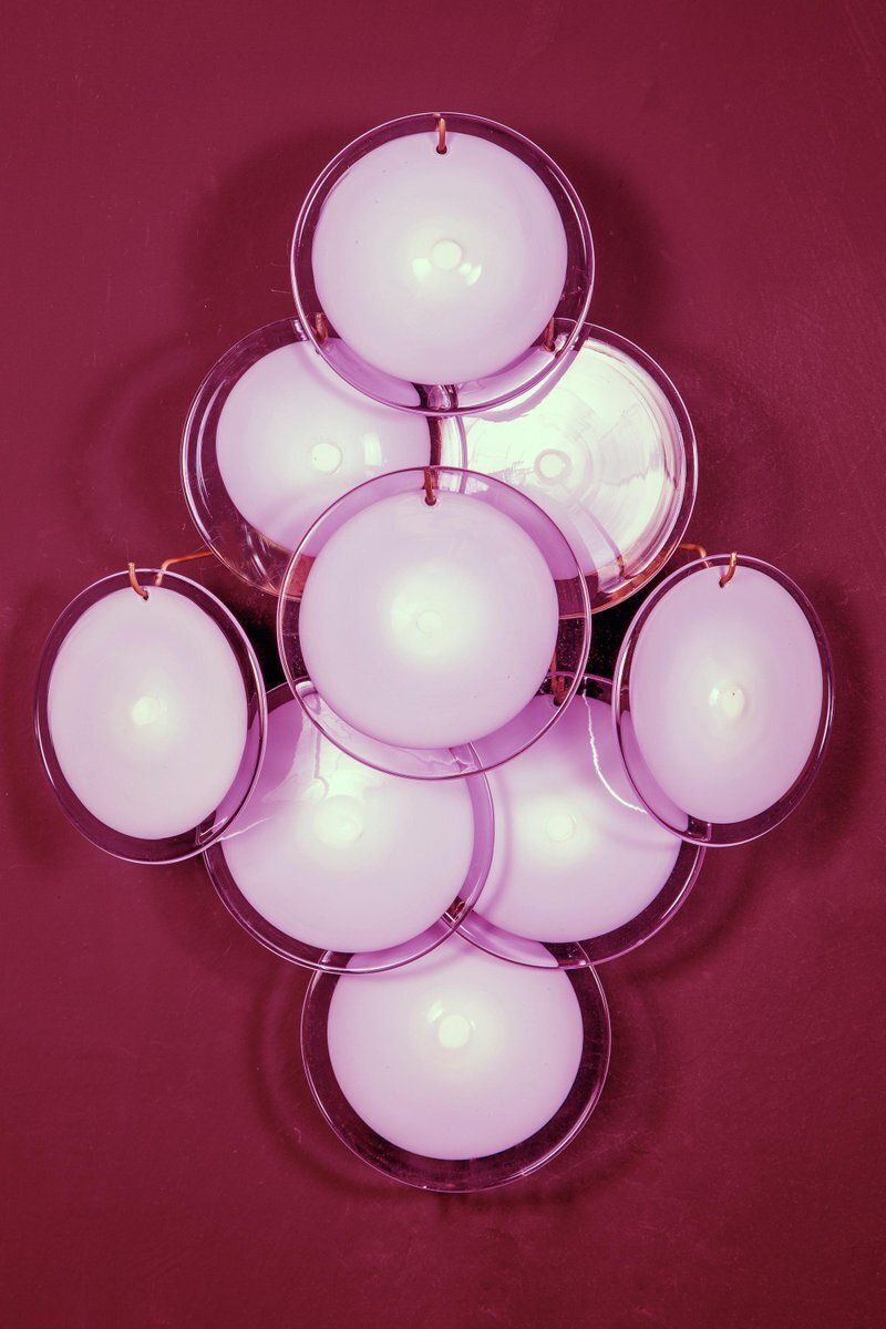 photo furniture Pink Amethyst Murano Chandelier, 1970s, Set Of 2