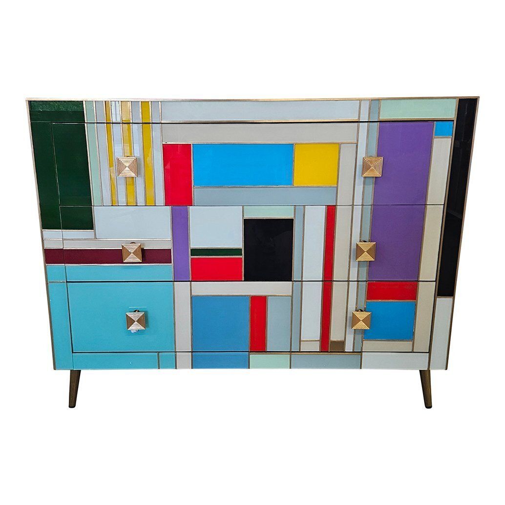 Colored Glass Chest Of Drawers, 1980s photo furniture