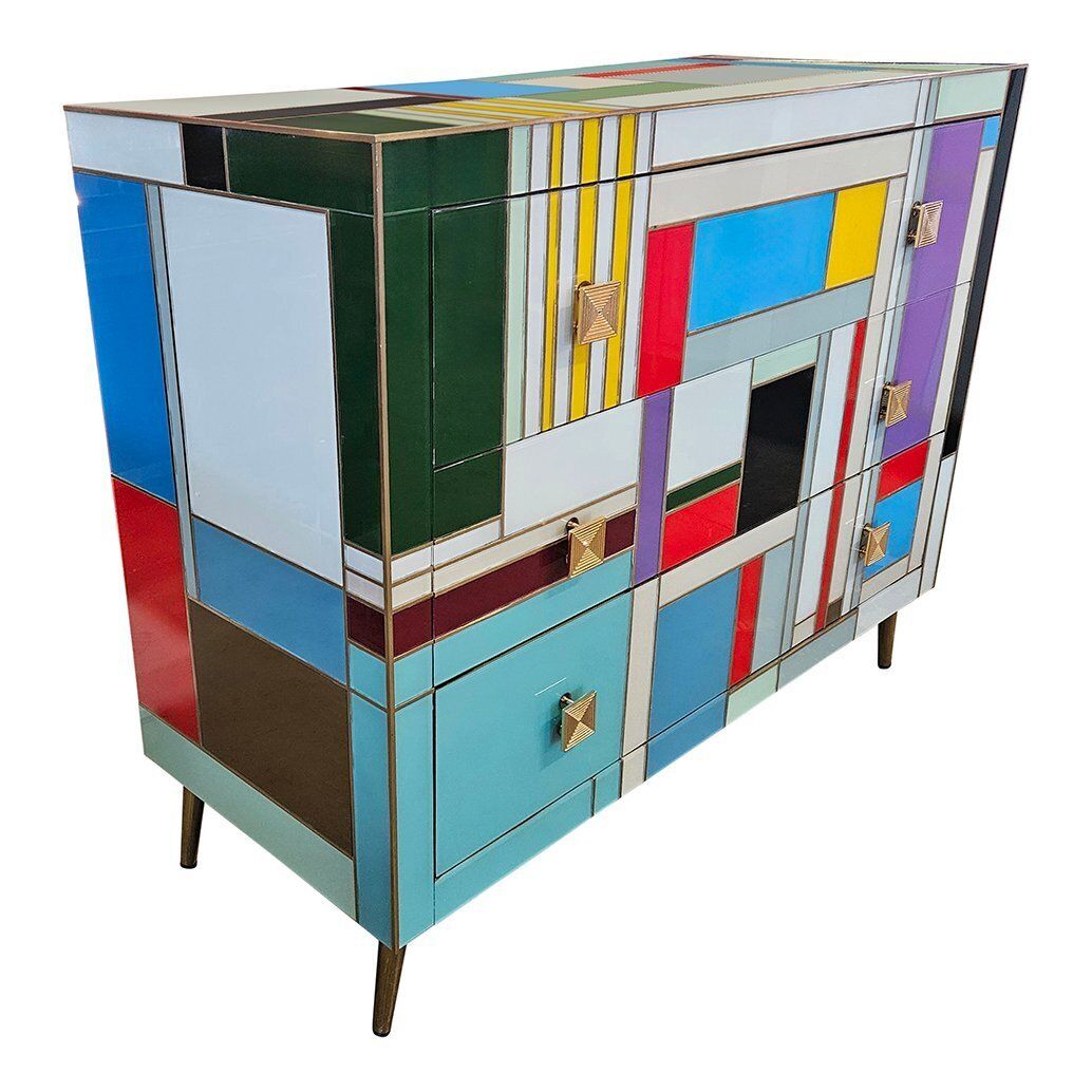 Colored Glass Chest Of Drawers, 1980s photo for sale