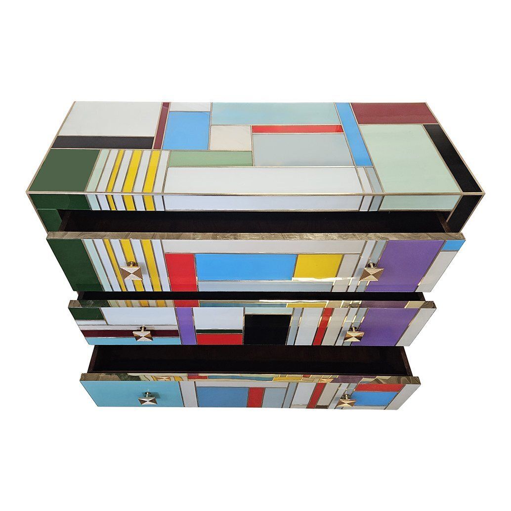 Colored Glass Chest Of Drawers, 1980s photo vinterior