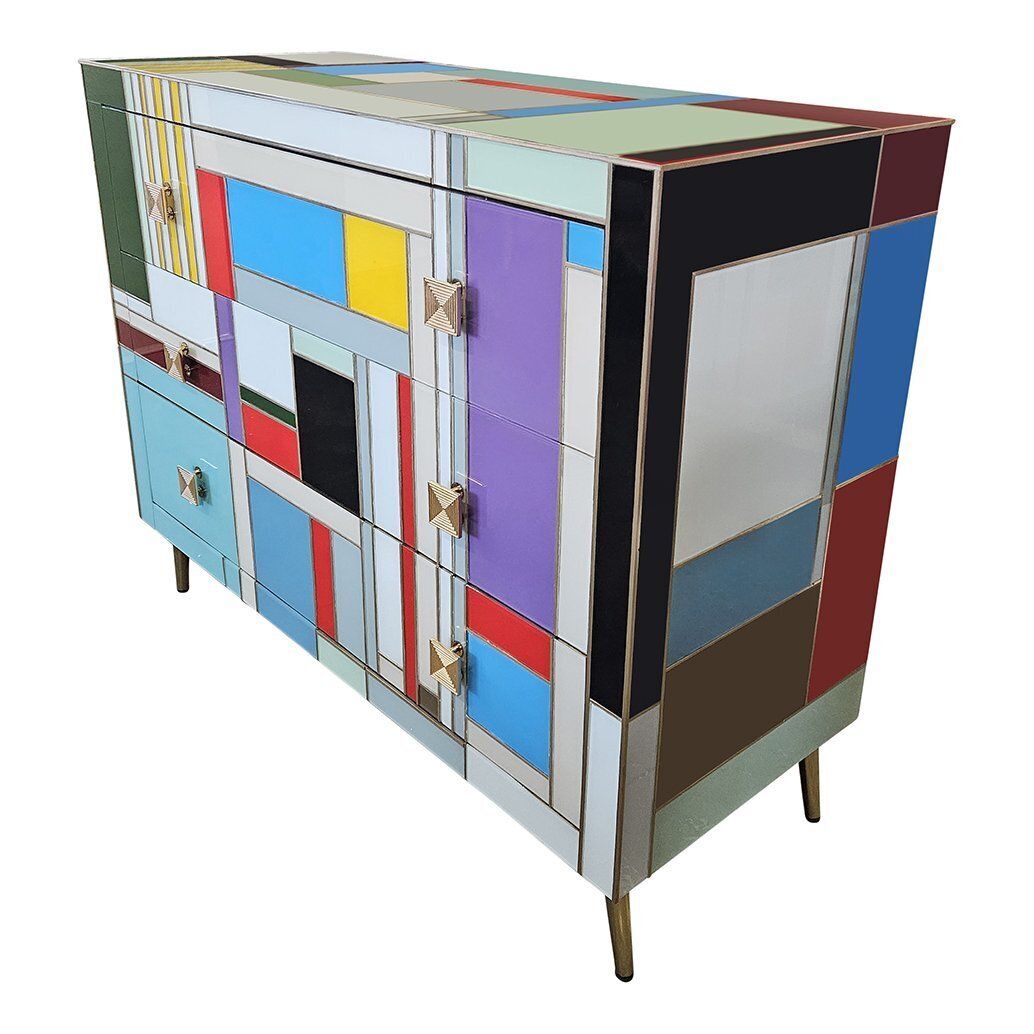 Colored Glass Chest Of Drawers, 1980s photo buy