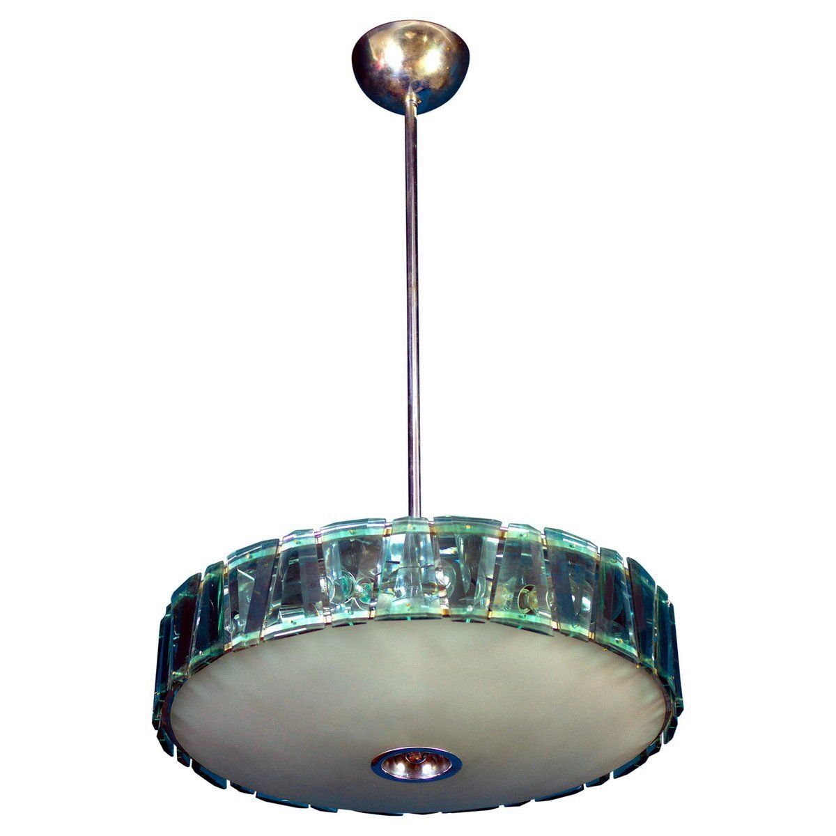 Round Crystal Chandelier Attributed To Max Ingrand For Fontana Arte, 1940s