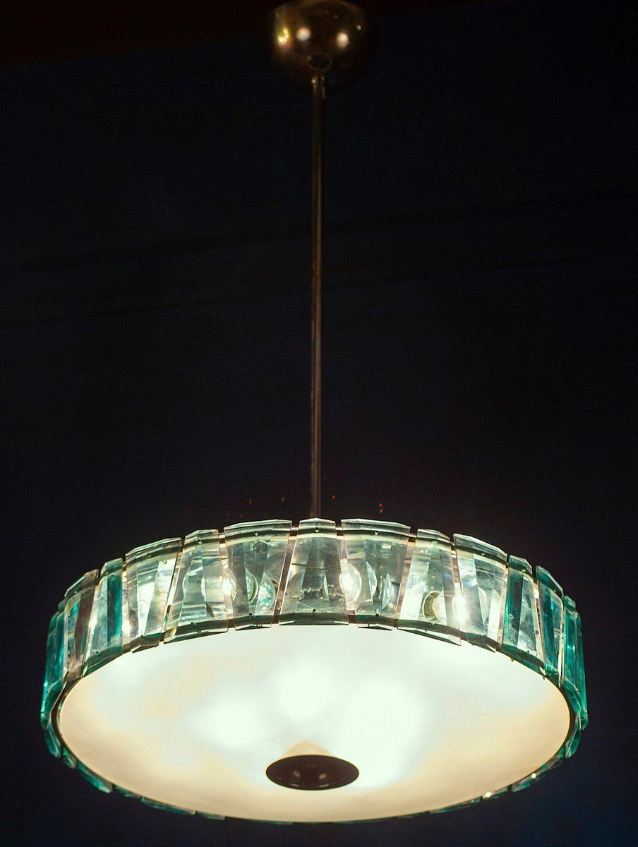Round Crystal Chandelier Attributed To Max Ingrand For Fontana Arte, 1940s photo Lighting