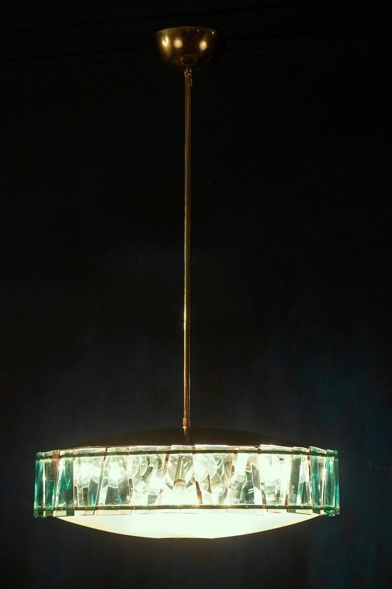 photo for sale Round Crystal Chandelier Attributed To Max Ingrand For Fontana Arte, 1940s