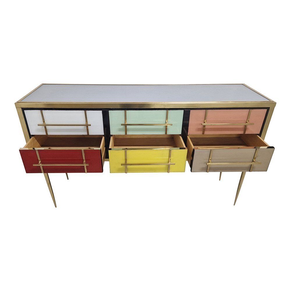 Multicolor Glass Dresser With Drawers, 1980s photo vintage