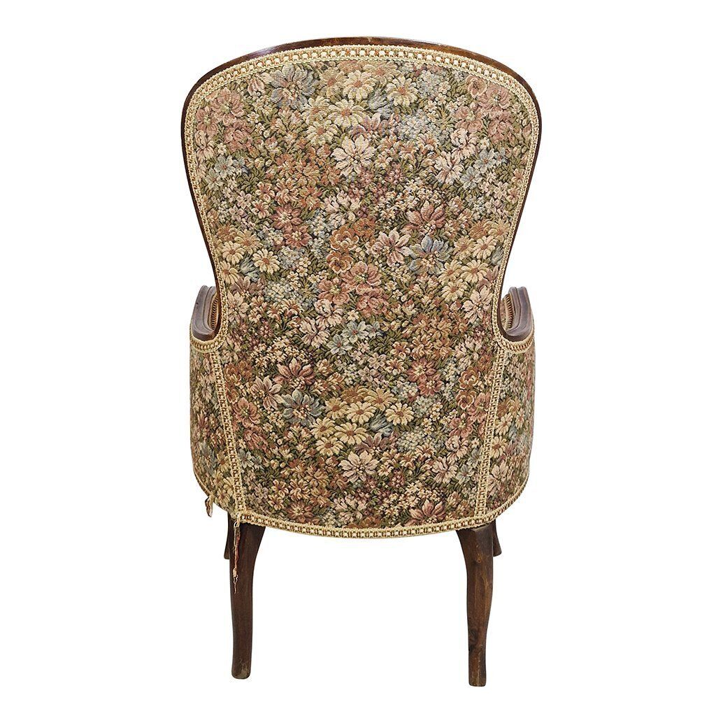 Set Of Wooden Armchairs With Floral Fabric photo for sale