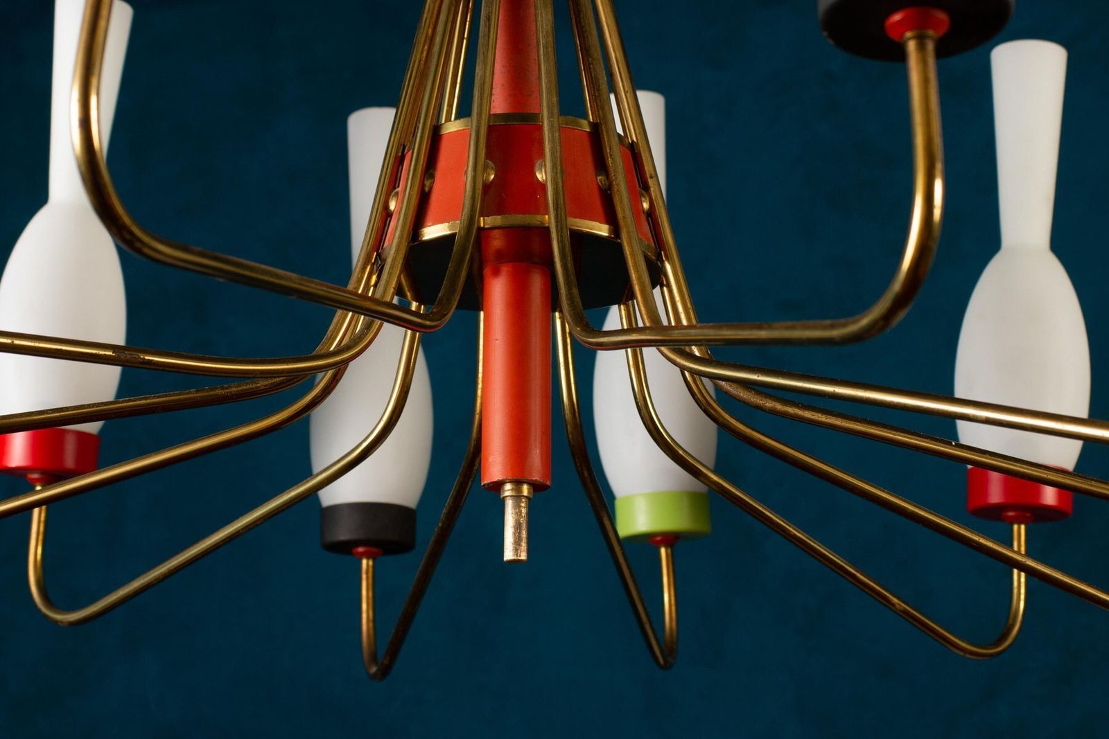 Brass And Murano Glass Chandelier From Stilnovo, Italy, 1950s photo 6860.0