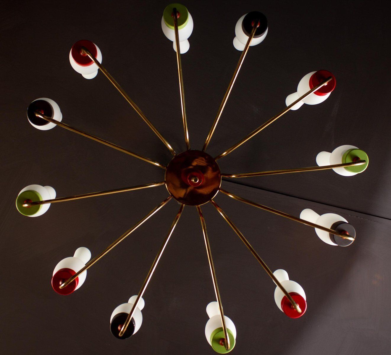 Brass And Murano Glass Chandelier From Stilnovo, Italy, 1950s photo vinterior