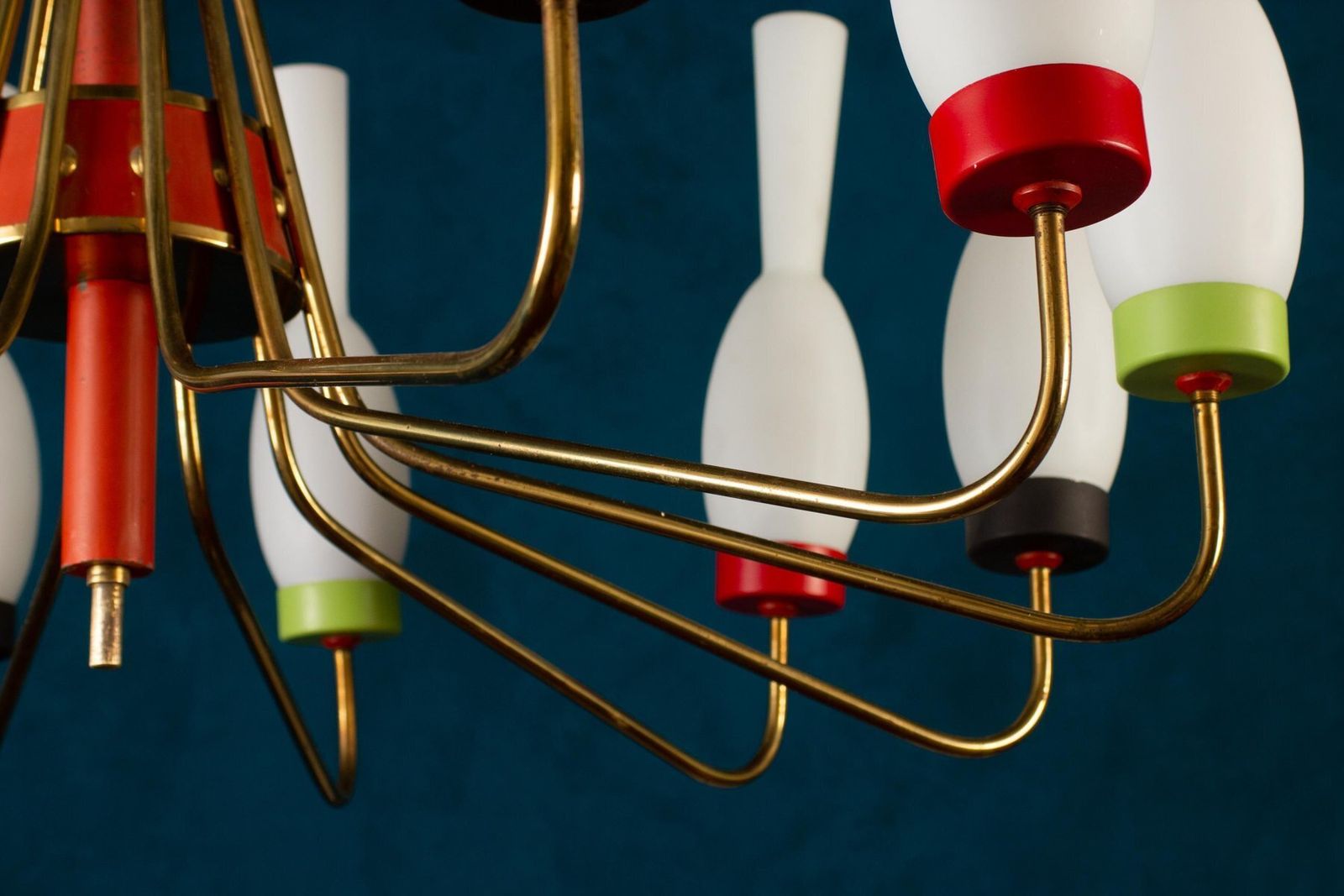 6860.0 Brass And Murano Glass Chandelier From Stilnovo, Italy, 1950s photo