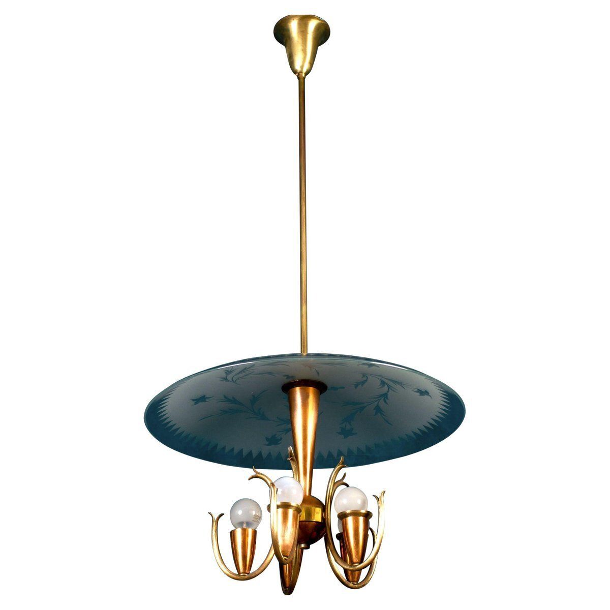 Art Deco Pendant Lamp In The Style Of Pietro Chiesa For Fontana Arte, Italy, 1940s