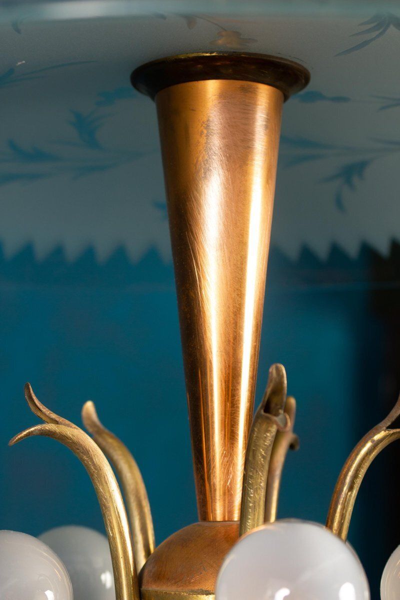 Lighting Art Deco Pendant Lamp In The Style Of Pietro Chiesa For Fontana Arte, Italy, 1940s photo