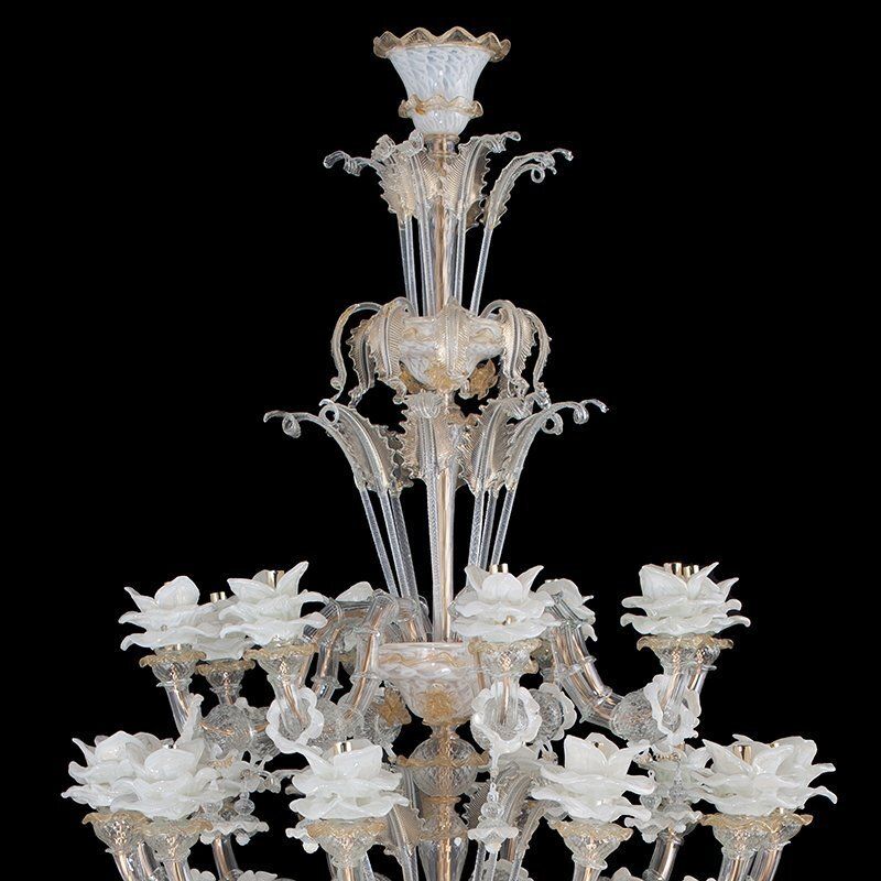 Rezzonico Chandelier In Murano Glass, Crystal And Bronze, 1950s photo vinterior