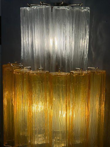Large Amber And Clear Murano Glass Sconces, 1990, Set Of 2 photo 4584.0