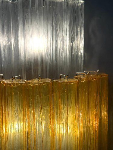 photo vintage Large Amber And Clear Murano Glass Sconces, 1990, Set Of 2