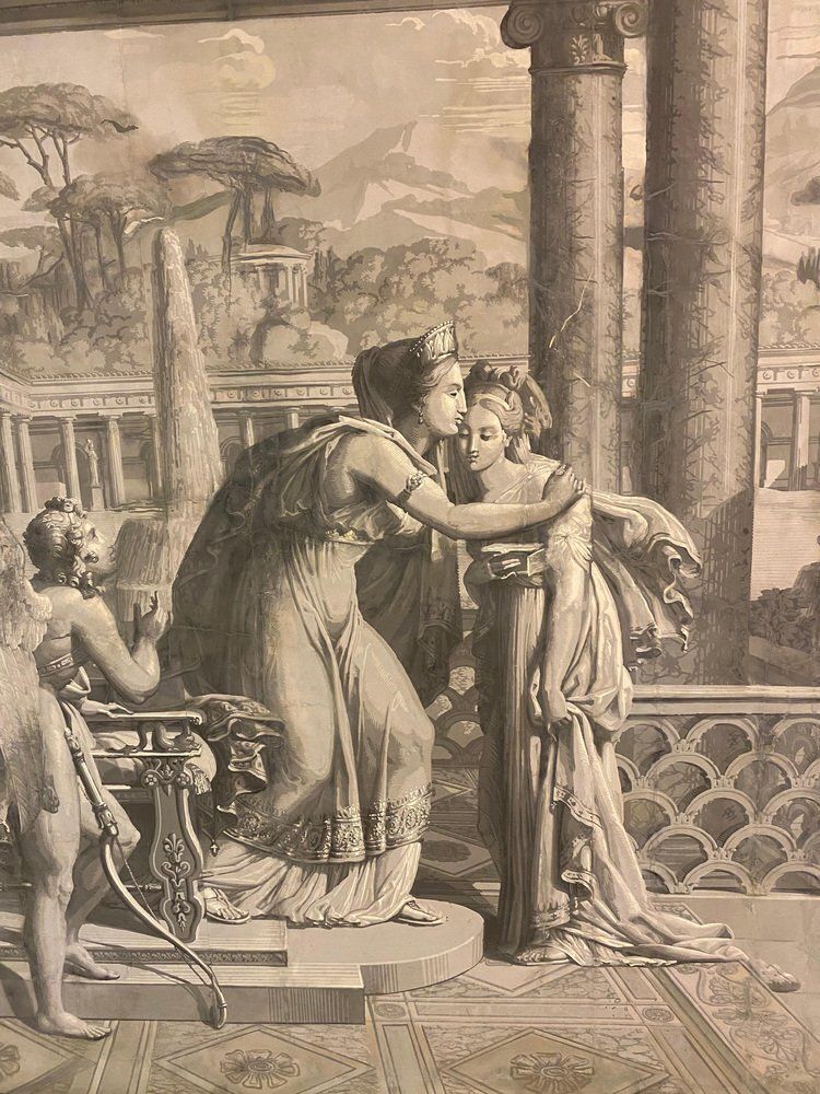 After Merry Joseph Blondel & Louis Lafitte, The Reconciliation Of Venus & Psyche, Grisaille Painting On Paper, 19th Century photo Art