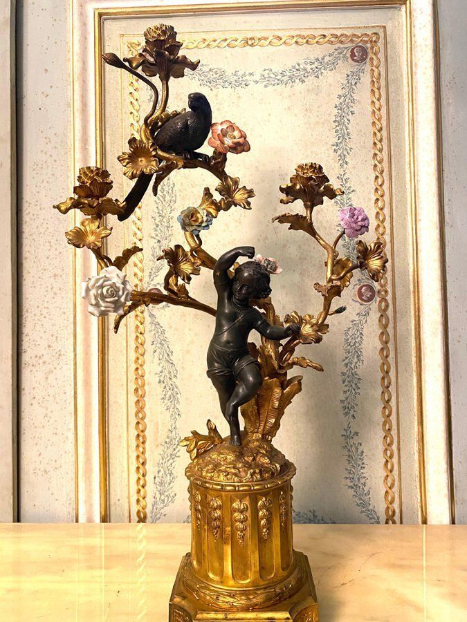 photo for sale 19th Century French Bronze And Gilt Candelabras, Set Of 2
