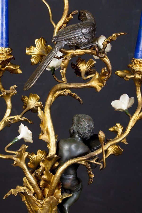 photo vintage 19th Century French Bronze And Gilt Candelabras, Set Of 2