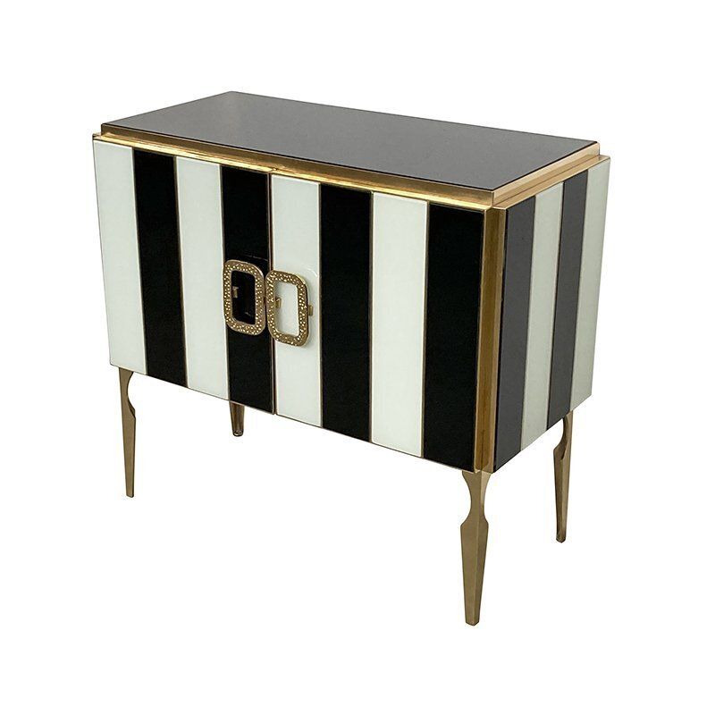 Sideboard In Black And White Murano Glass, 1980s photo for sale