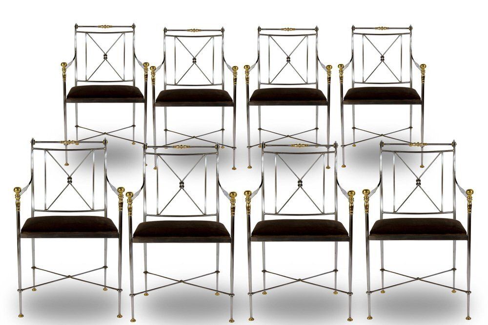Italian Steel And Brass Armchair By Orlandi, 1970s photo Furniture
