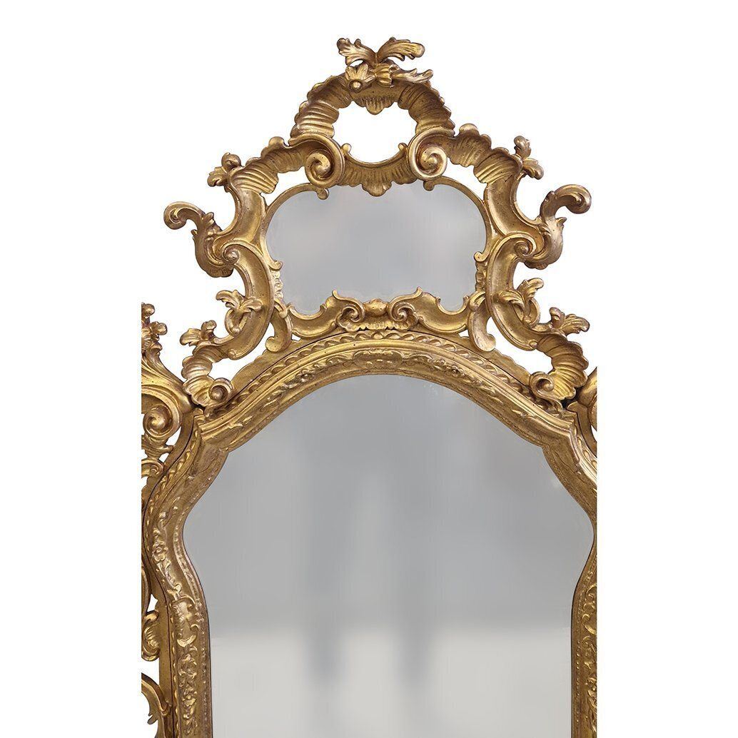 Large Venetian Louis XV Style Mirror In Carved And Gilded Wood, 1980s photo Home Decor