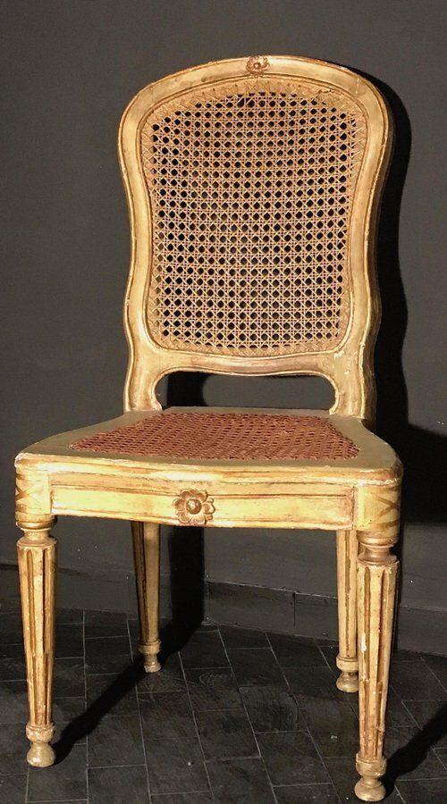 18th Century Italian Painted And Parcel Gilt Chairs, Set Of 6 photo for sale