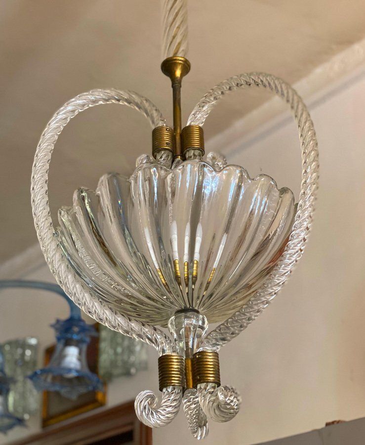 Italian Art Deco Chandelier Or Lantern By Ercole Barovier, 1940s photo buy