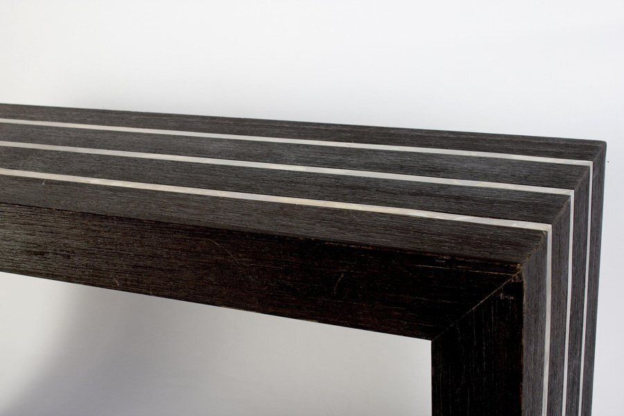 Italian Modernist Dark Wood And Steel Console Table photo Furniture