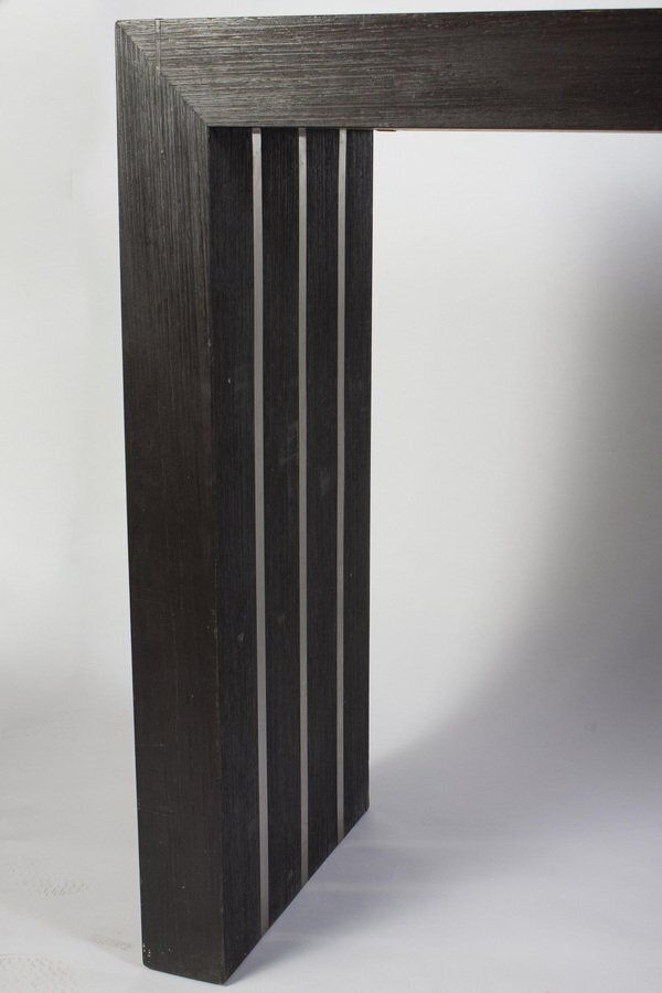Italian Modernist Dark Wood And Steel Console Table photo vinterior