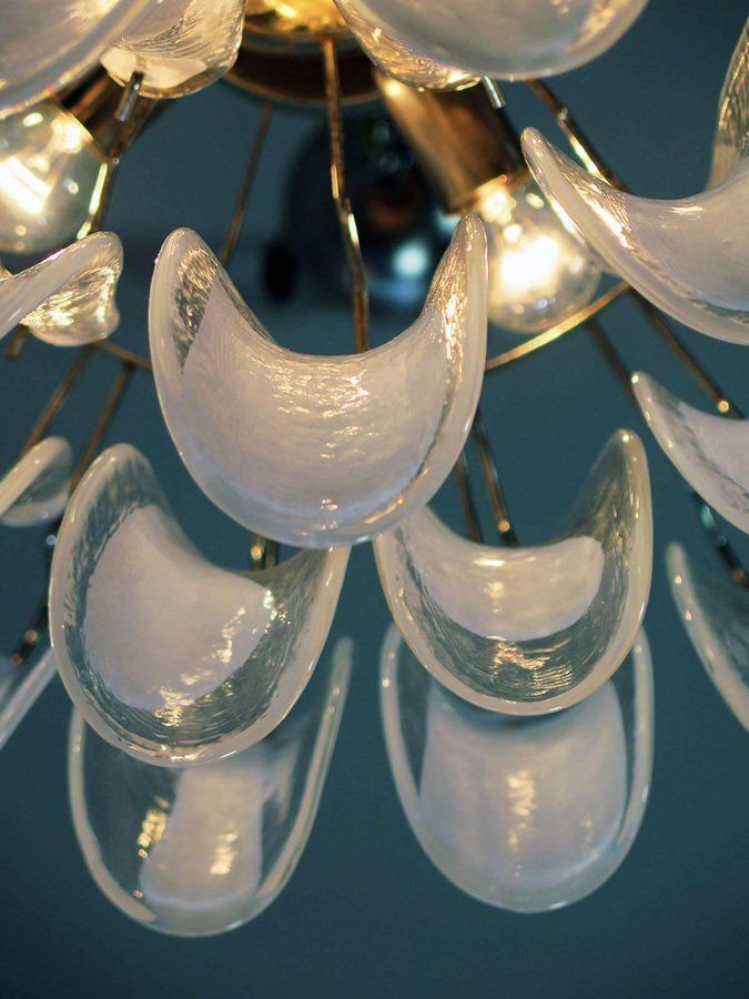 Large Vintage Italian Murano Chandelier With 52 Glass Petals, 1970s photo vinterior