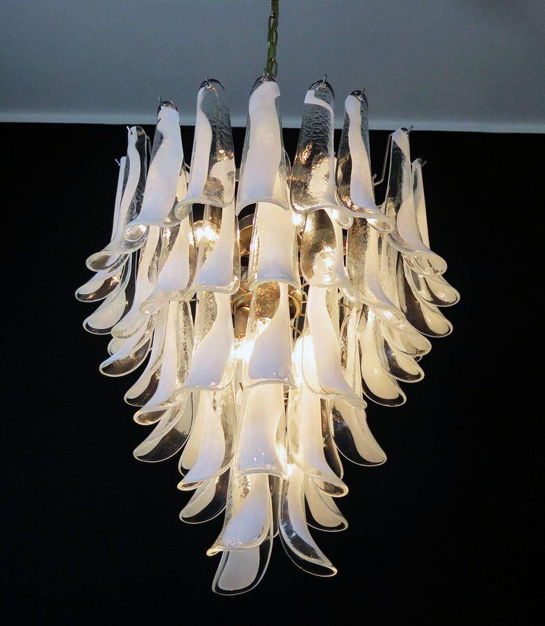 Large Vintage Italian Murano Chandelier With 52 Glass Petals, 1970s photo vintage