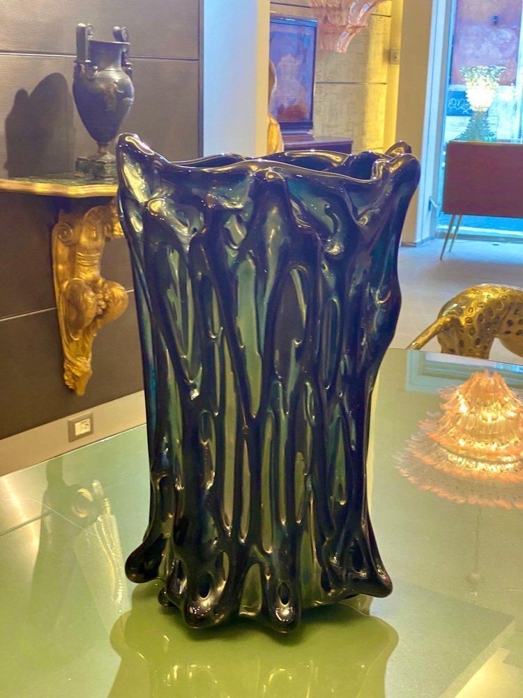Black Iridescent Murano Glass Vase, 1980s photo 6634.0