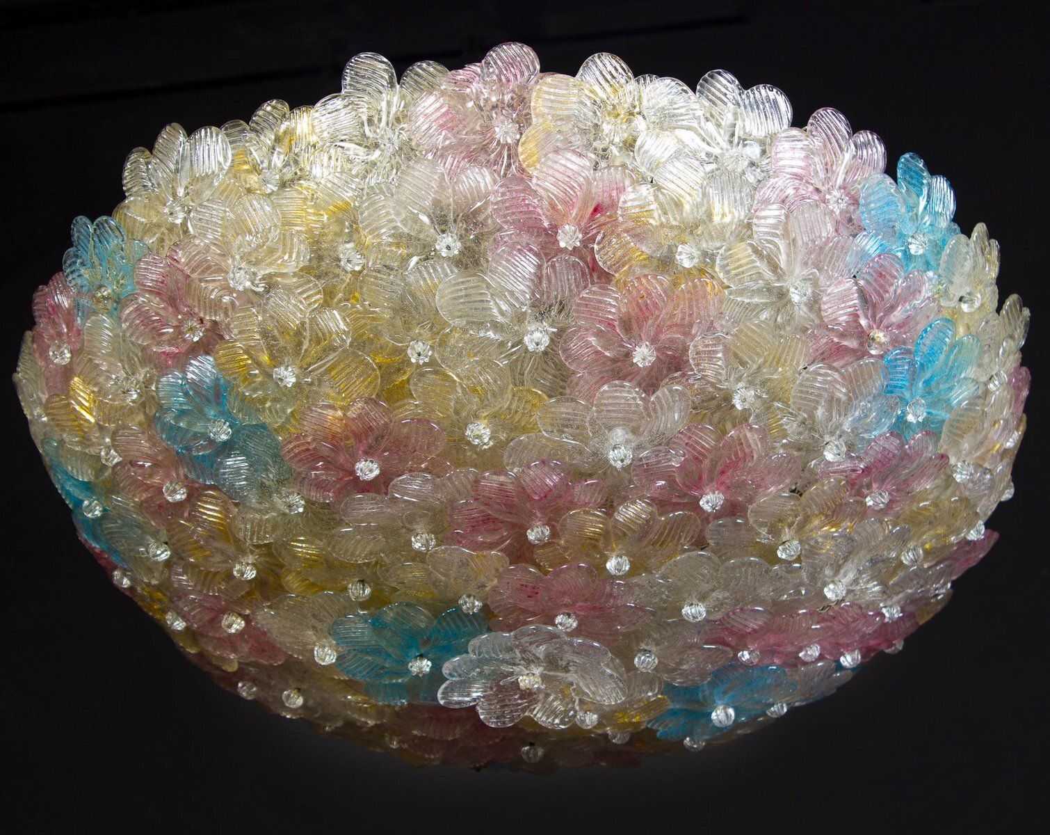 Multicolor Murano Glass Flowers Basket Ceiling Light From Barovier And Toso photo for sale