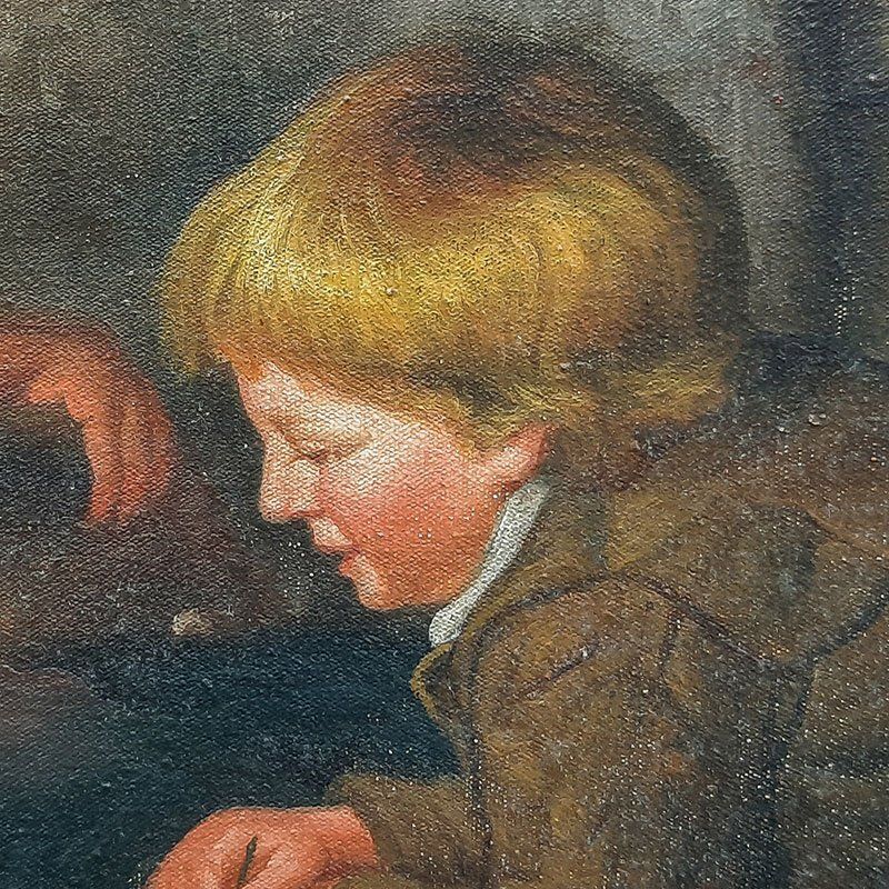 Van Barren, Children And Rabbits, 1871, Oil On Panel, Framed photo buy