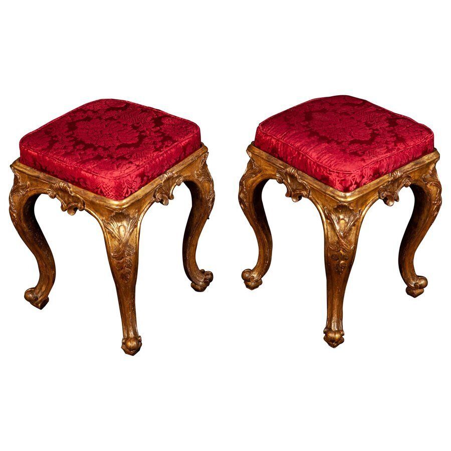 Italian 18th Century Giltwood Stool, 1750