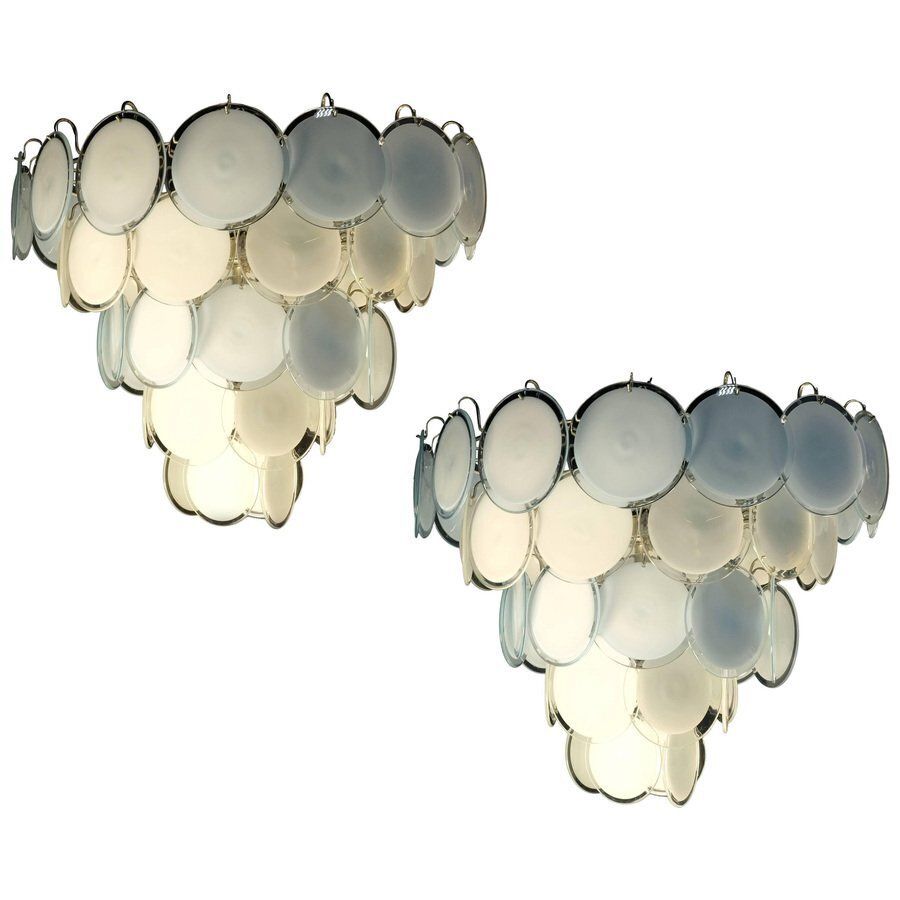 Disc Chandeliers From Vistosi, Murano, 1970, Set Of 2