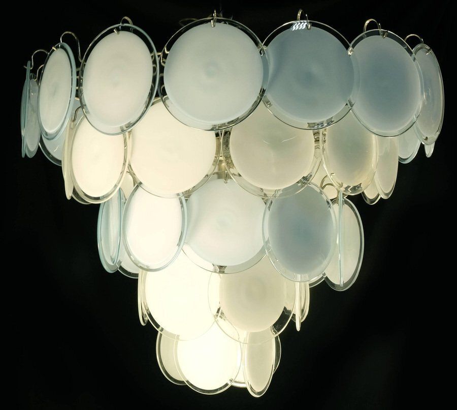 Disc Chandeliers From Vistosi, Murano, 1970, Set Of 2 photo furniture