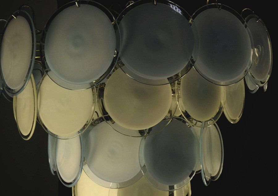 Disc Chandeliers From Vistosi, Murano, 1970, Set Of 2 photo Lighting