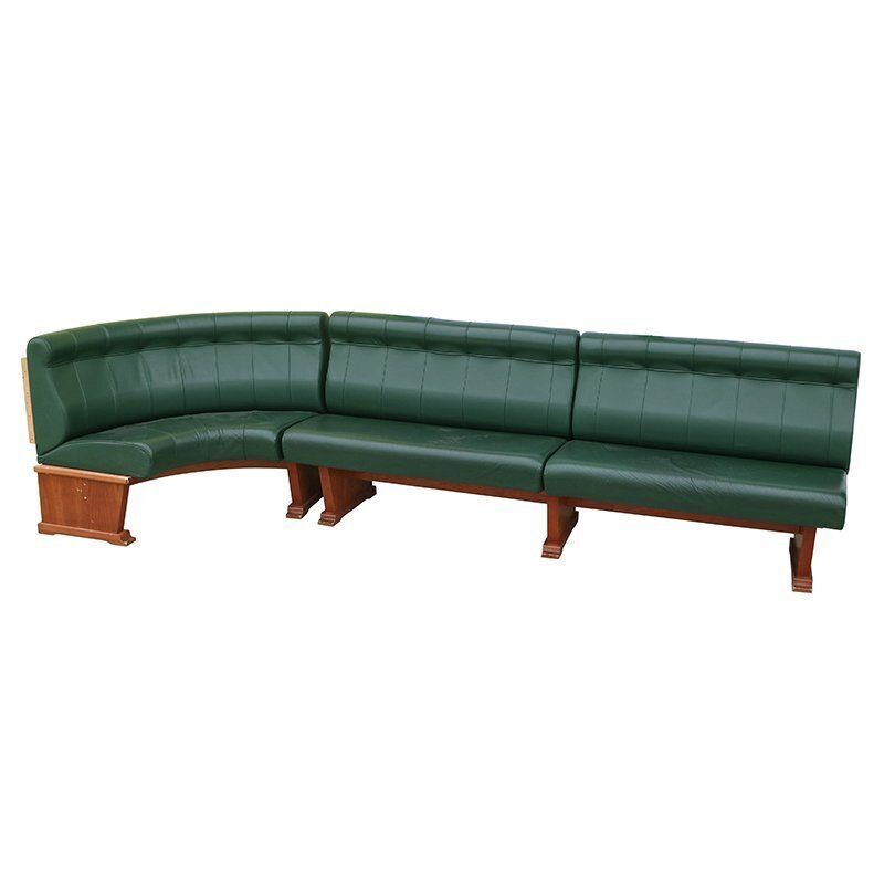 Modular Wall Bench In Green Leather And Wooden Structure, 1970s, Set Of 2 photo for sale