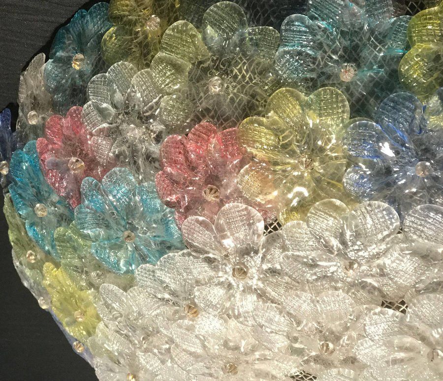 Multi Color Murano Flower Glass Ceiling Light From Barovier & Toso, 1950s photo buy
