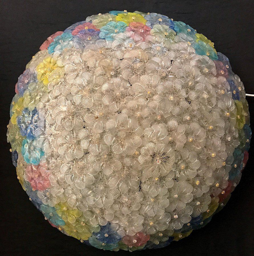 Lighting Multi Color Murano Flower Glass Ceiling Light From Barovier & Toso, 1950s photo