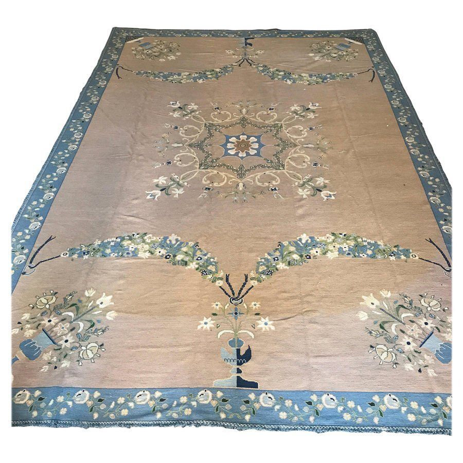 Portuguese Needlepoint Rug From Arraiolos Factory, 1940s