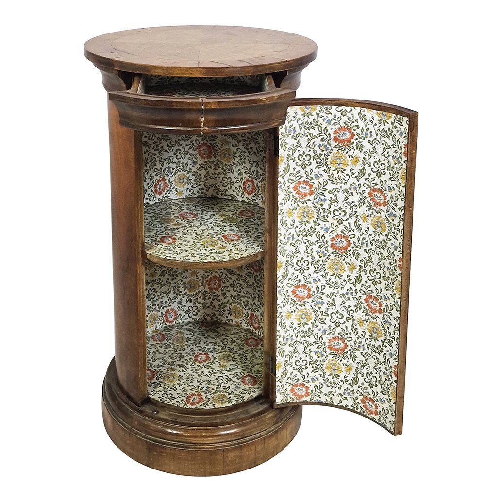 Wooden Cylinder Bedside Table, 1950s photo vinterior
