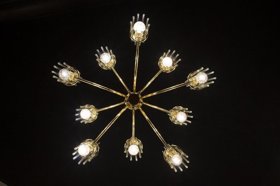 Crystal Rod And Brass Chandelier Or Lantern By Gaetano Sciolari, 1960s photo 5950.0